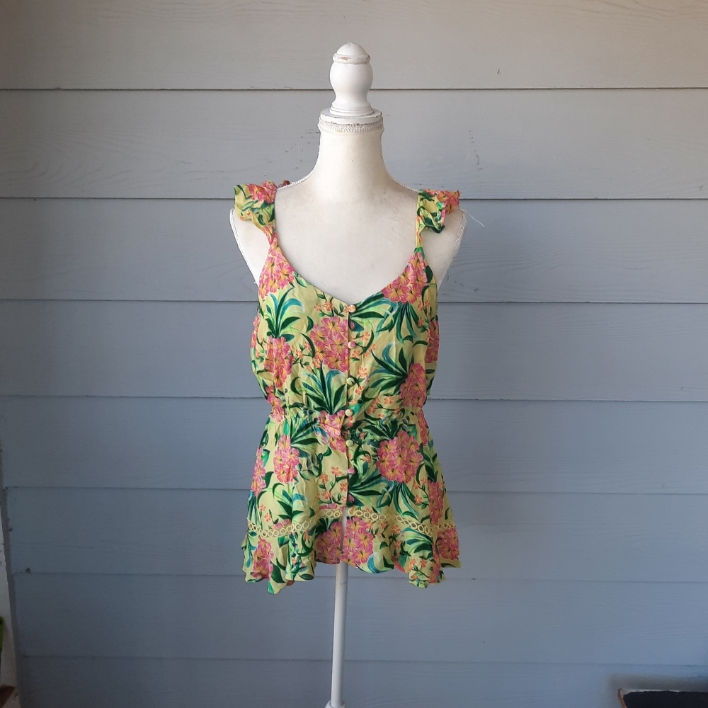 Farm Rio Ruffled Floral Tank - Picture 3 of 6
